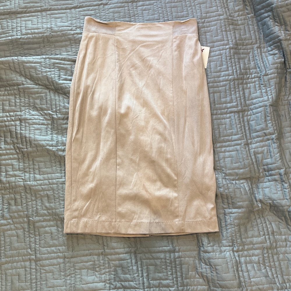 Suede pencil skirt